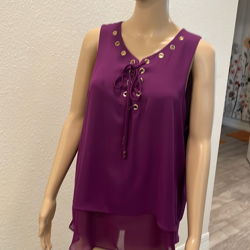 INC eggplant sleeveless blouse size 14